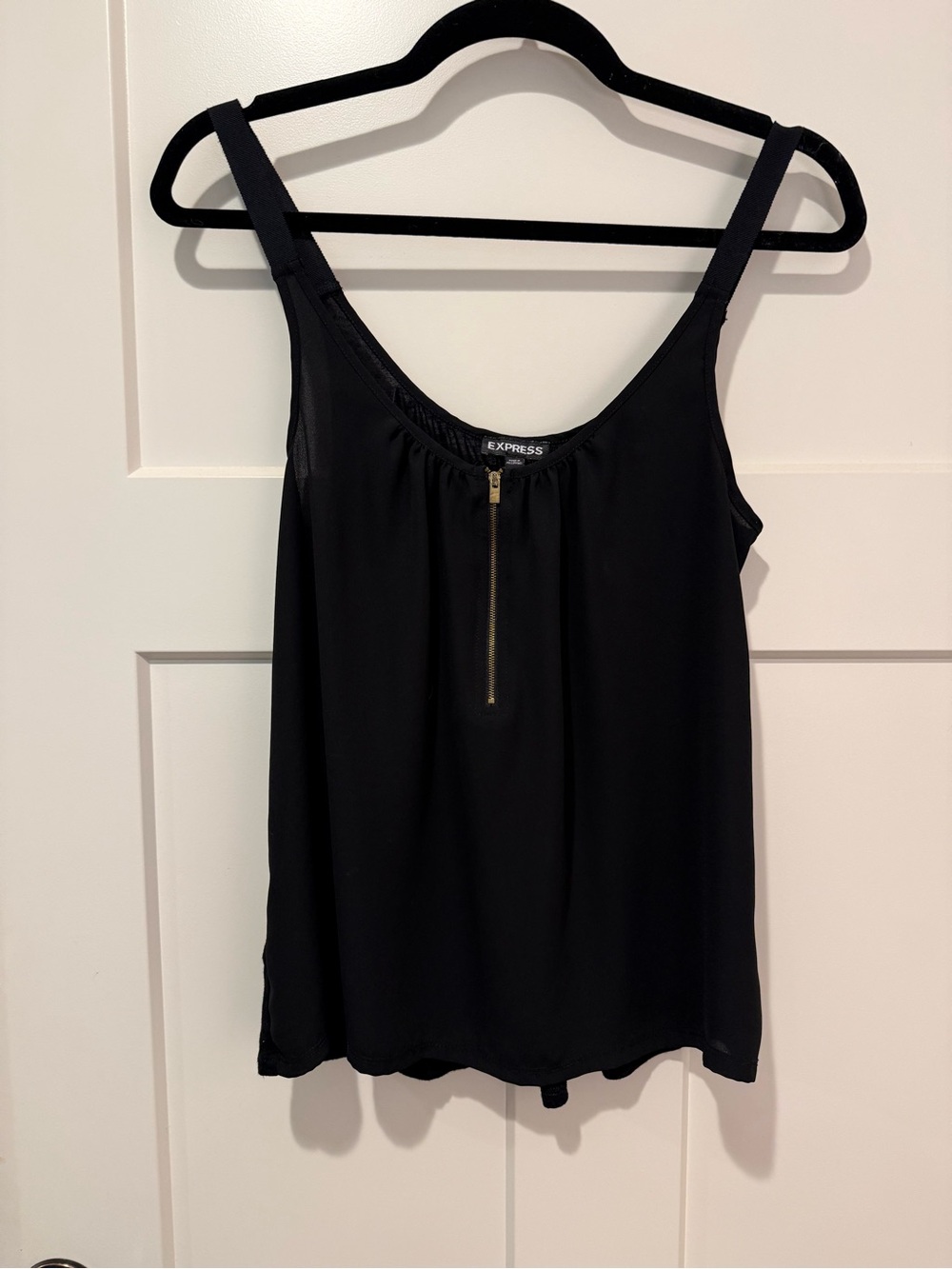 Express Black Zip-Front Tank Top, Size M